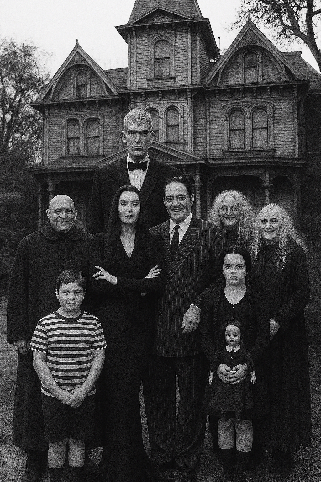 The Addams Family in black and white